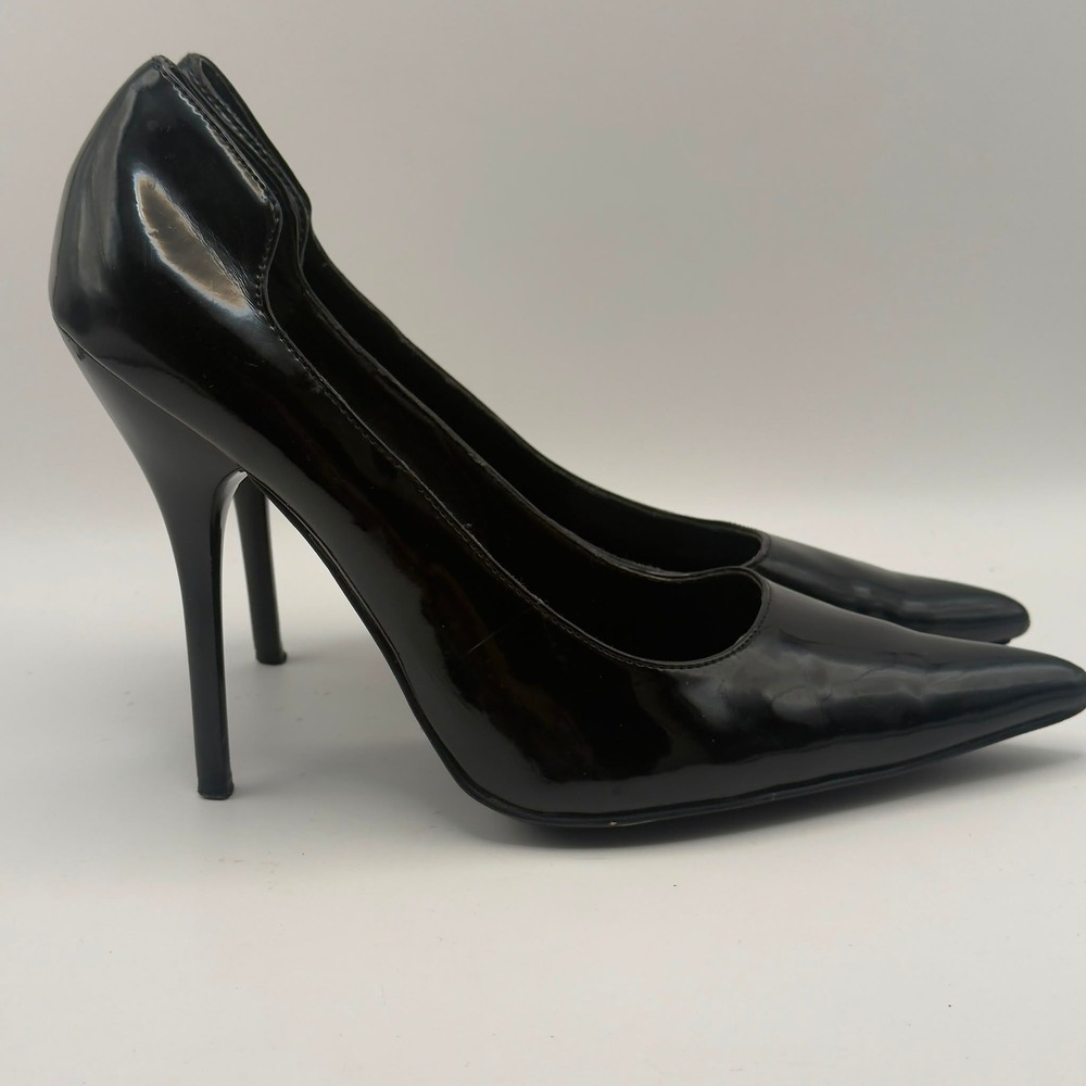 ALDO Black Patent Leather Pumps Women's EU 38 US 7.5 Pointed Toe Stiletto Heels